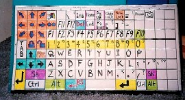 Keyboard layout designed for an employee who types with one toe.